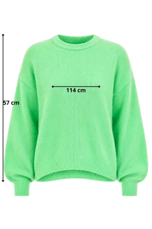 Sweter damski zielony/miętowy 30% baby alpaka oversize Made in Italy