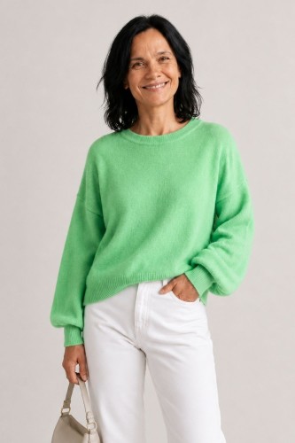 Sweter damski zielony/miętowy 30% baby alpaka oversize Made in Italy