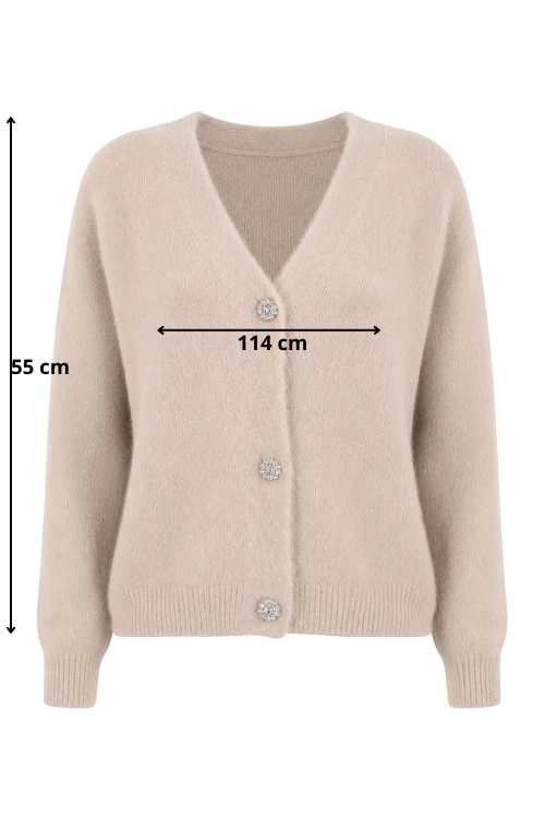 Sweter kardigan damski beżowy 30% alpaka ozdobne guziki Italy
