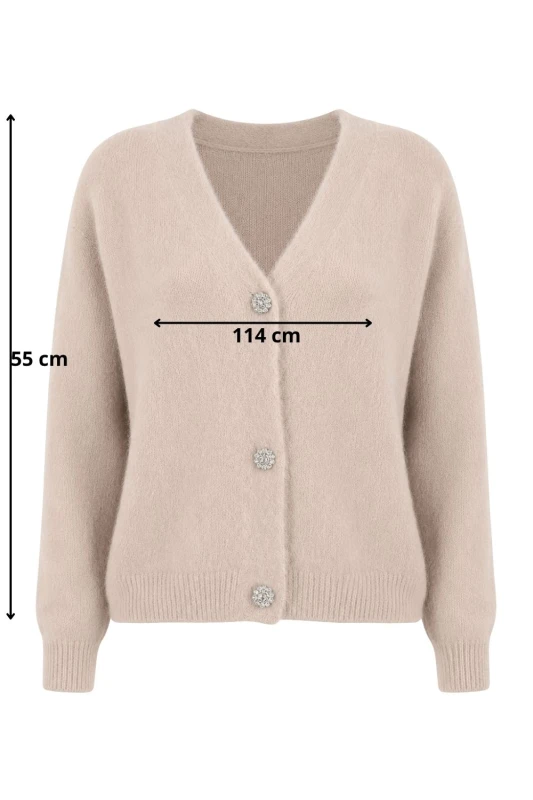 Sweter kardigan damski beżowy 30% alpaka ozdobne guziki Italy