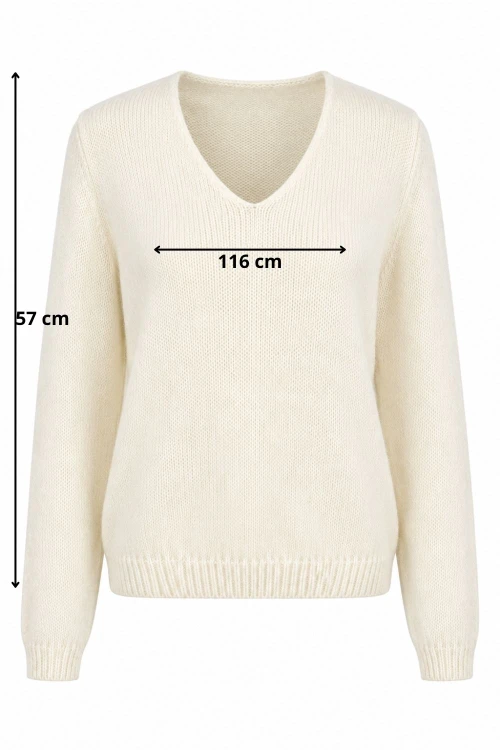 Sweter damski kremowy 30% moher dekolt V Made in Italy