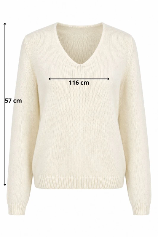 Sweter damski kremowy 30% moher dekolt V Made in Italy