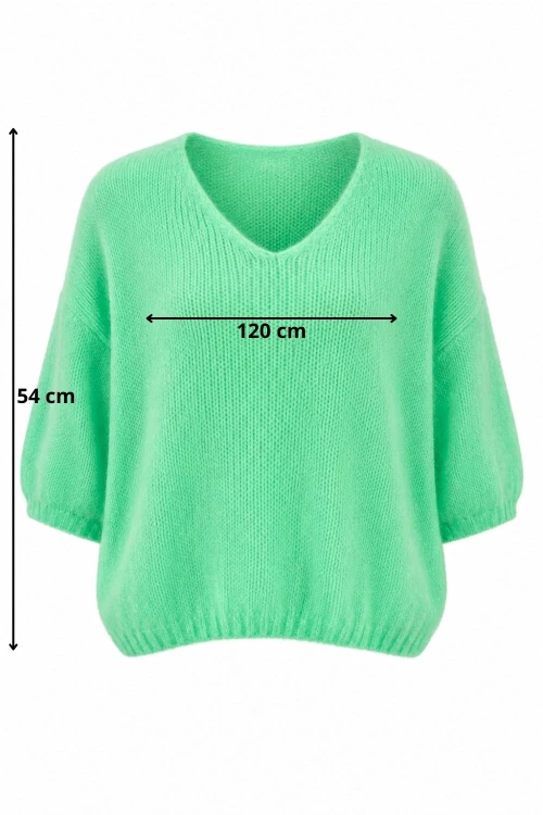 Sweter damski zielony/miętowy z domieszką moheru i wełny Made in Italy