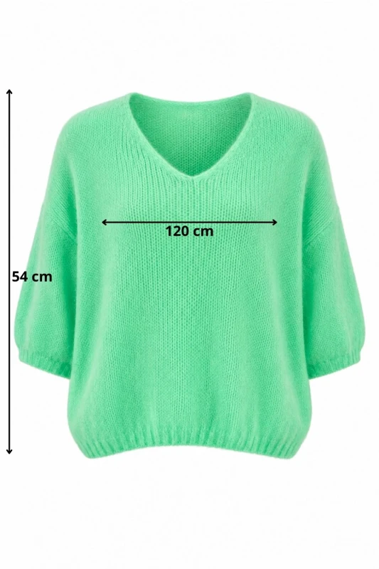 Sweter damski zielony/miętowy z domieszką moheru i wełny Made in Italy