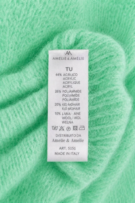 Sweter damski zielony/miętowy z domieszką moheru i wełny Made in Italy