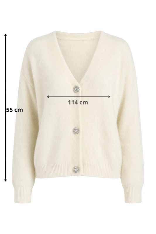 Sweter kardigan damski kremowy 30% alpaka ozdobne guziki Italy