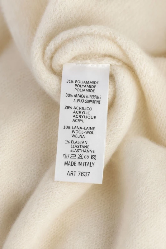 Sweter kardigan damski kremowy 30% alpaka ozdobne guziki Italy