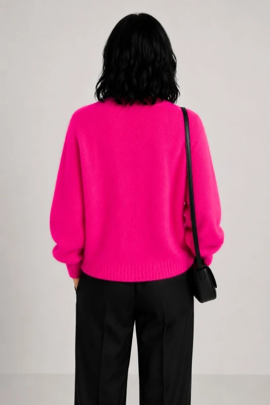 Sweter kardigan damski neonowy różowy 40% moher Italy S/M