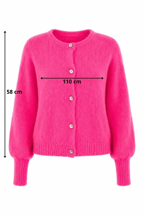 Sweter kardigan damski neonowy różowy 40% moher Italy S/M