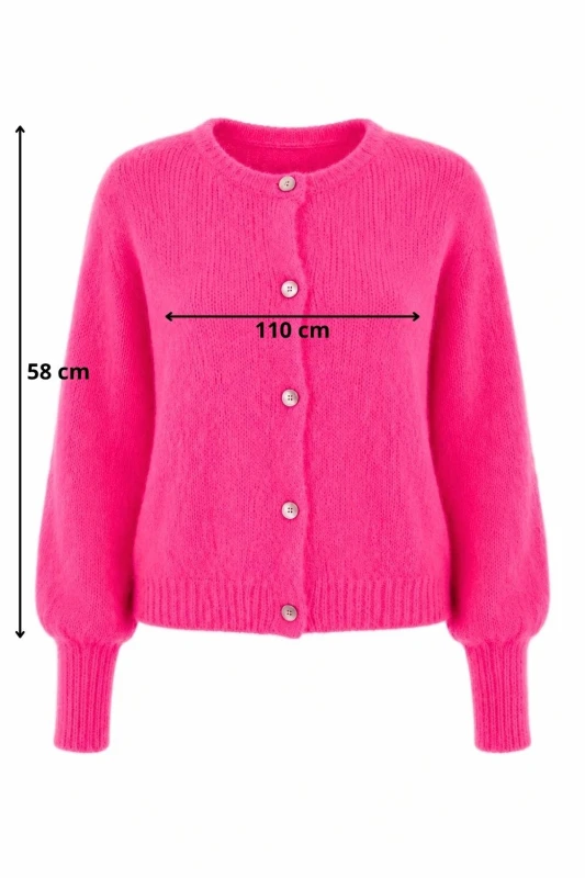 Sweter kardigan damski neonowy różowy 40% moher Italy S/M
