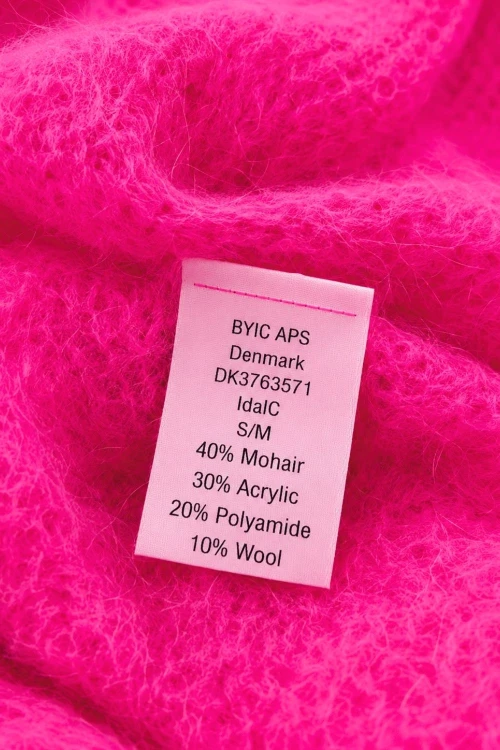 Sweter kardigan damski neonowy różowy 40% moher Italy S/M