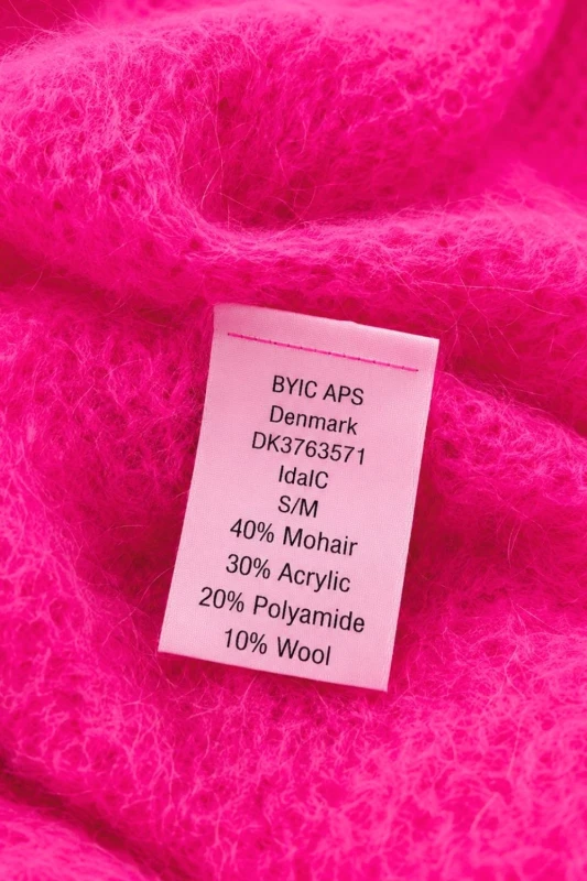 Sweter kardigan damski neonowy różowy 40% moher Italy S/M