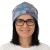 Czapka damska Beanie włoska cienka smerfetka niebieska w kwiaty i liście