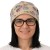 Czapka damska Beanie włoska cienka smerfetka beżowa w kwiaty