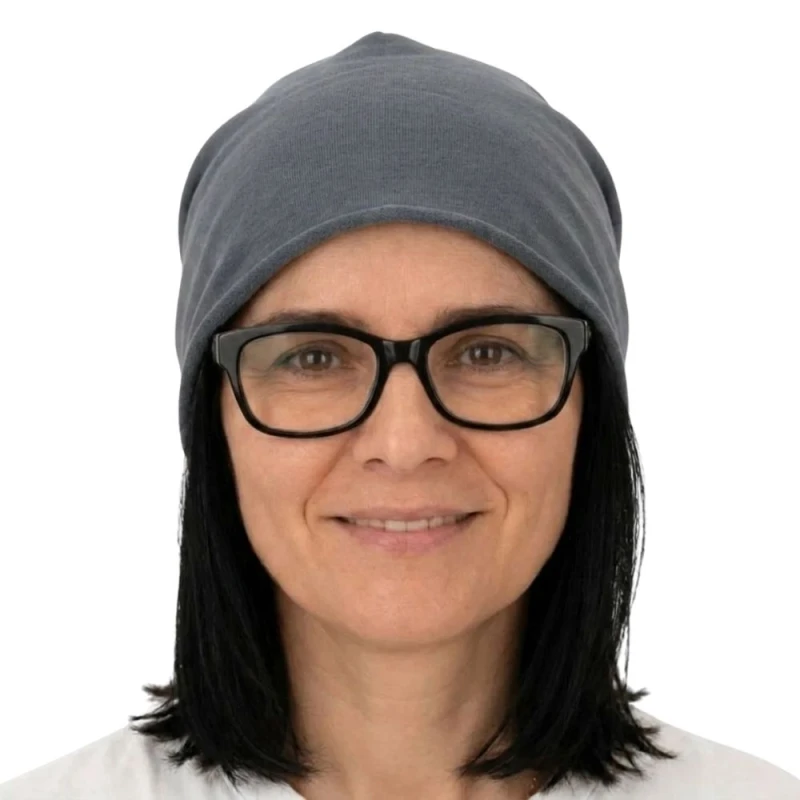 Czapka damska Beanie włoska cienka smerfetka grafitowa