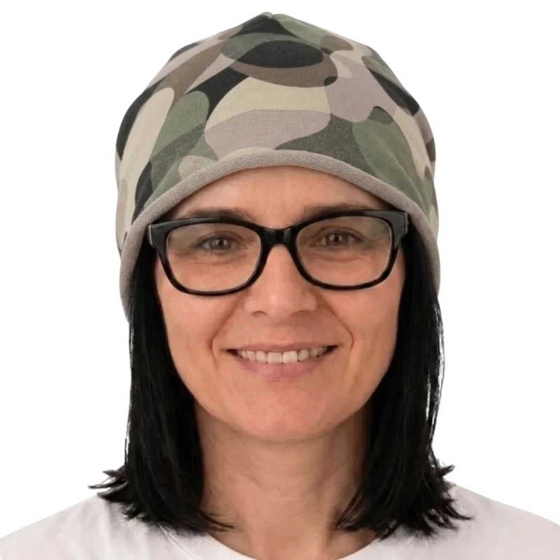 Czapka damska Beanie włoska cienka smerfetka beżowa moro