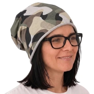Czapka damska Beanie włoska cienka smerfetka szara moro   
