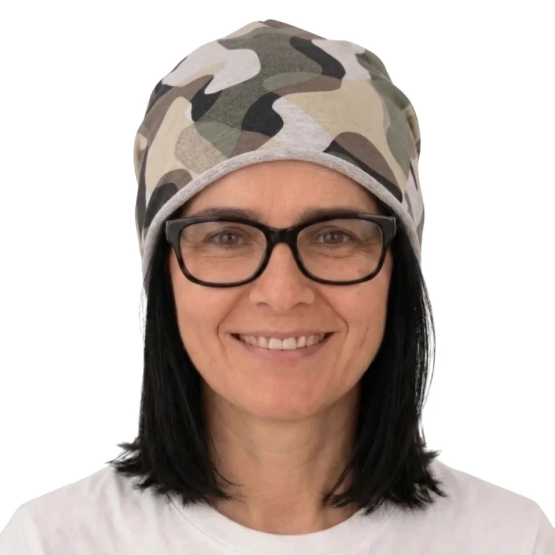 Czapka damska Beanie włoska cienka smerfetka szara moro