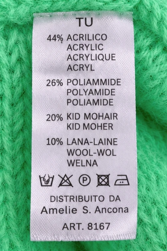 Sweter damski miętowy/zielony z domieszką moheru i wełny dekolt łódka Italy