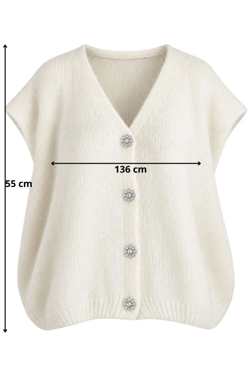 Sweter kamizelka damska kremowa 30% baby alpaka ozdobne guziki oversize Italy