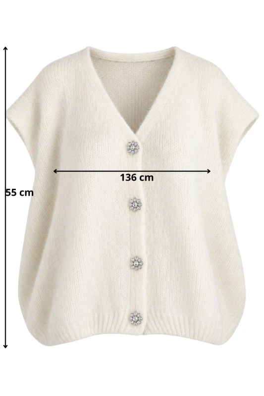 Sweter kamizelka damska kremowa 30% baby alpaka ozdobne guziki oversize Italy