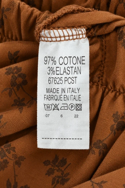 Spodnie damskie rude w kwiaty baloon luźny krój bawełna Italy