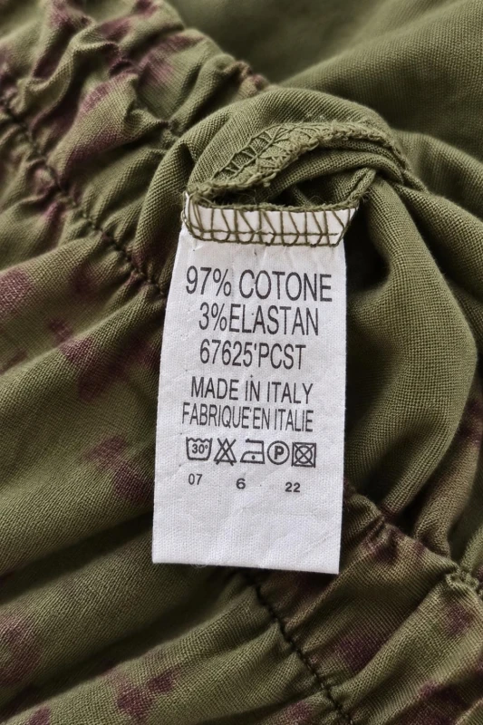 Spodnie damskie khaki w kwiaty baloon luźny krój bawełna Italy