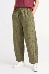 Spodnie damskie khaki w kwiaty baloon luźny krój bawełna Italy 