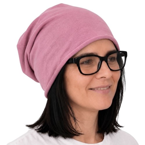 Czapka damska Beanie włoska cienka smerfetka pudrowy róż