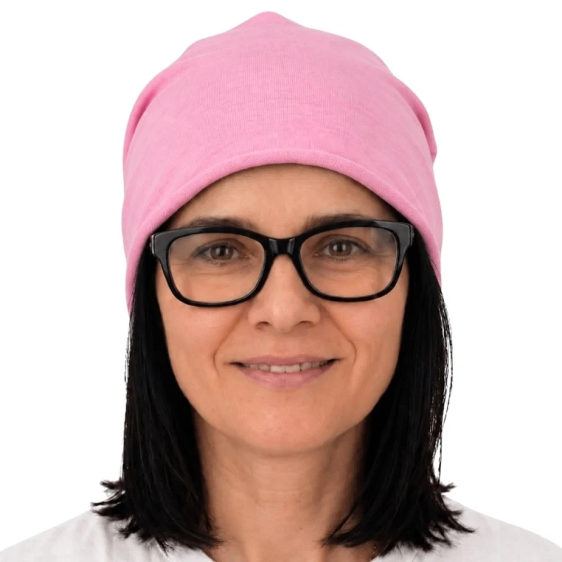 Czapka damska Beanie włoska cienka smerfetka pastelowy róż