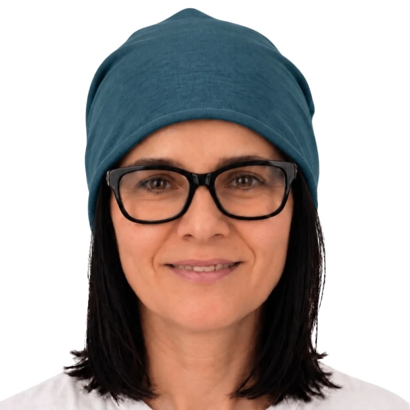 Czapka damska Beanie włoska cienka smerfetka ciemny morski