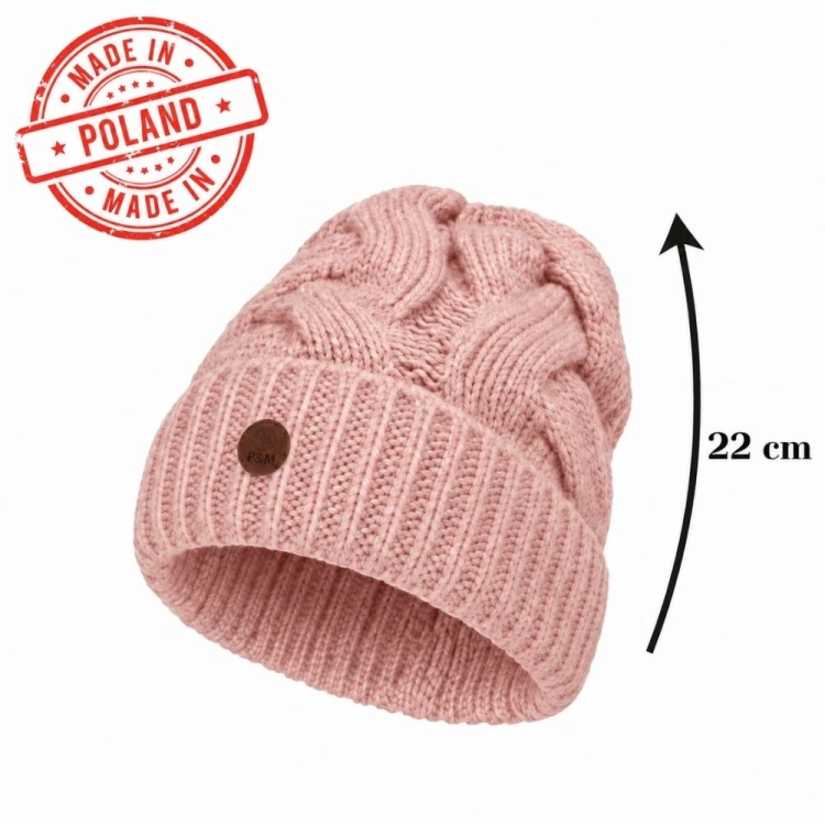 Czapka damska zimowa MIA - pudrowy róż