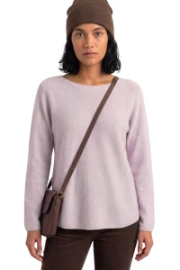 Sweter damski fioletowy z przeszyciami dekolt łódka One Size  
