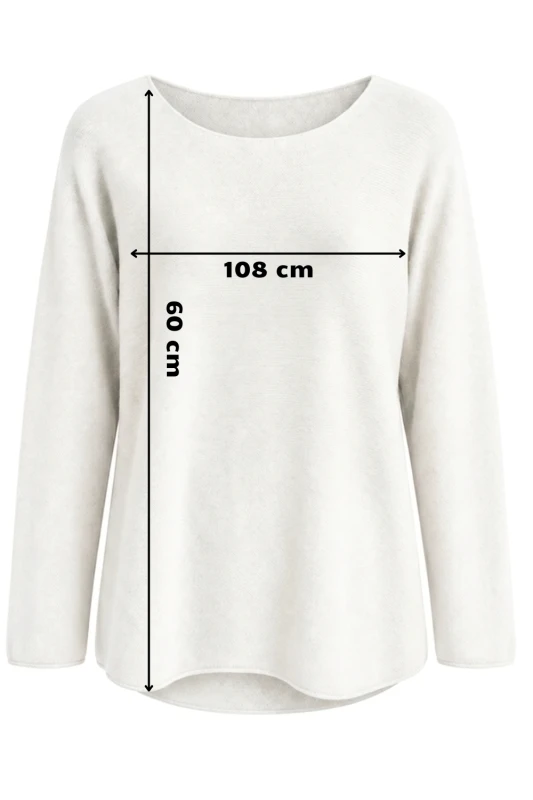 Sweter damski śmietankowy z przeszyciami dekolt łódka One Size