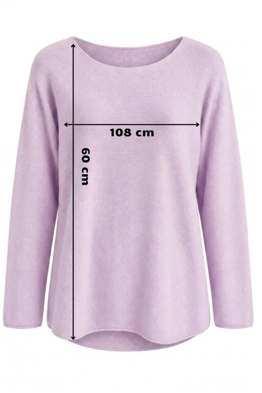 Sweter damski liliowy z przeszyciami dekolt łódka One Size