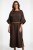 Sukienka Maxi Oversize Czekoladowa z Szerokim Rękawem – Made in Italy