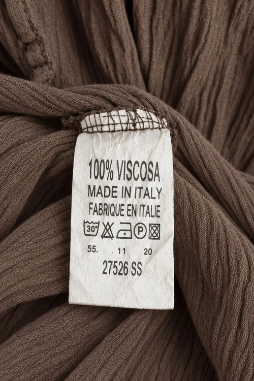 Sukienka damska brązowa z rozcięciami na rękawach 100% wiskoza Italy