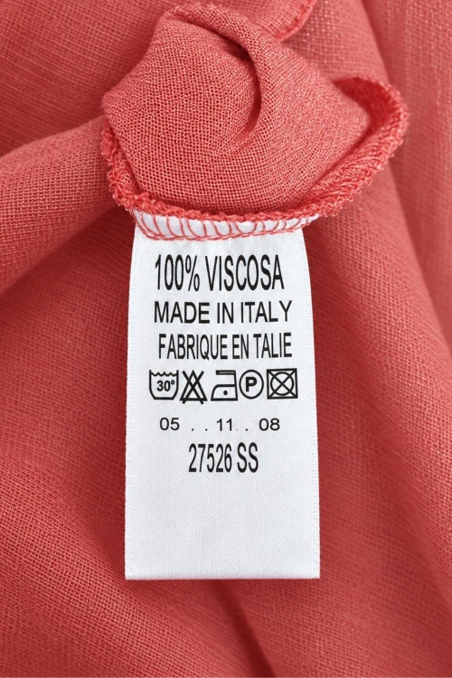 Sukienka damska łososiowa z rozcięciami na rękawach 100% wiskoza Italy