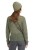 Sweter damski khaki 60% kid moher dekolt w szpic Made in Italy