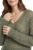 Sweter damski khaki 60% kid moher dekolt w szpic Made in Italy