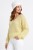Sweter damski pastelowy żółty 60% kid moher dekolt w szpic Made in Italy