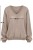 Sweter damski beżowy 60% kid moher dekolt w szpic Made in Italy