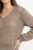 Sweter damski beżowy 60% kid moher dekolt w szpic Made in Italy