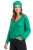 Sweter damski zielony 60% kid moher dekolt w szpic Made in Italy