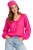 Sweter damski neonowy róż 60% kid moher dekolt w szpic Made in Italy