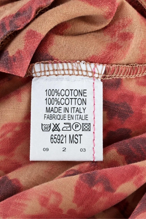 Bluzka koszula damska wzorzysta brązowa ruda na guziki 100% bawełna oversize Italy