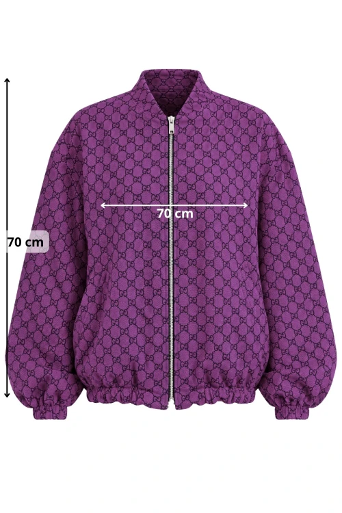 Bluza narzutka damska bomberka fioletowa we wzory oversize Made in Italy