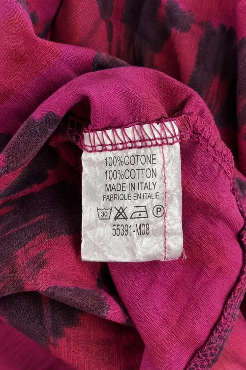 Bluzka koszula damska fuksja wzorzysta oversize 100% bawełna Made in Italy