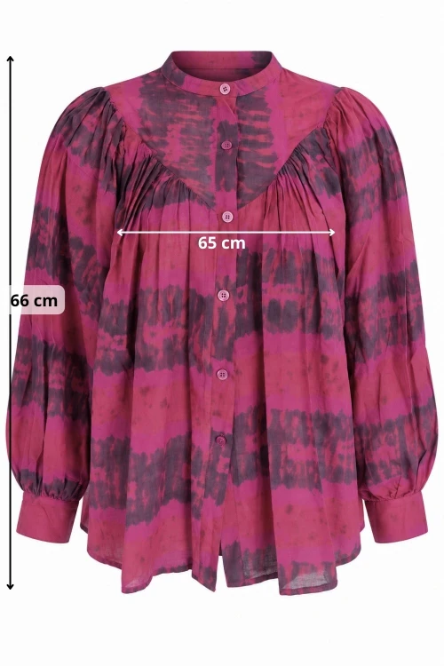Bluzka koszula damska fuksja wzorzysta oversize 100% bawełna Made in Italy