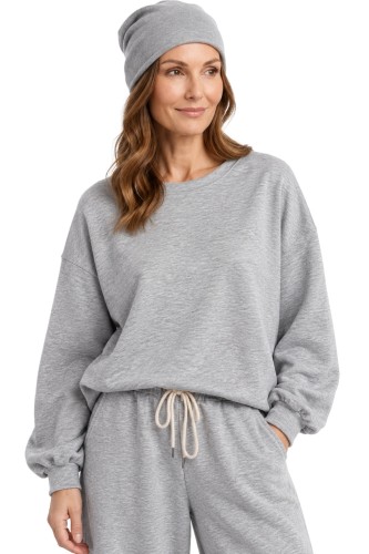Bluza damska szara masełkowa oversize casual Made in Italy